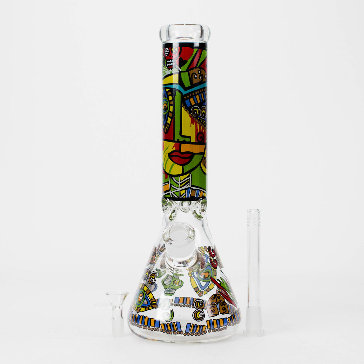 14" 7mm Glass Bong With Abstract Art Design Glass Bong 777 Smoke
