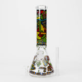 14" 7mm Glass Bong With Abstract Art Design Glass Bong 777 Smoke