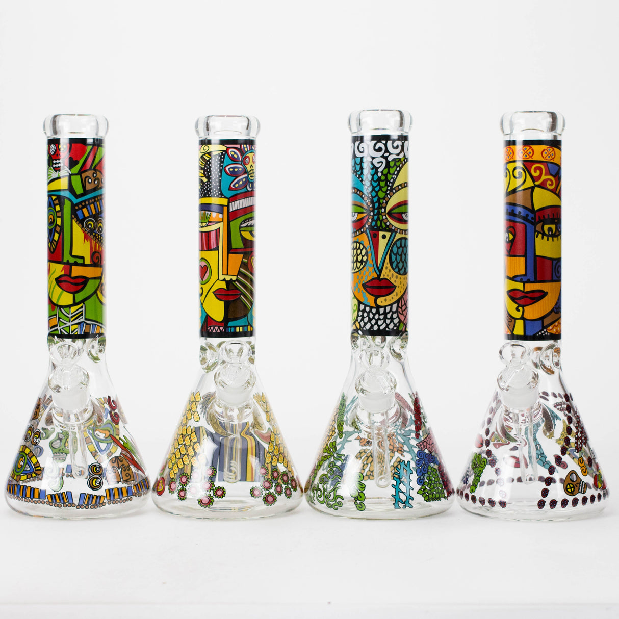 14" 7mm Glass Bong With Abstract Art Design Glass Bong 777 Smoke