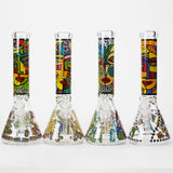 14" 7mm Glass Bong With Abstract Art Design Glass Bong 777 Smoke