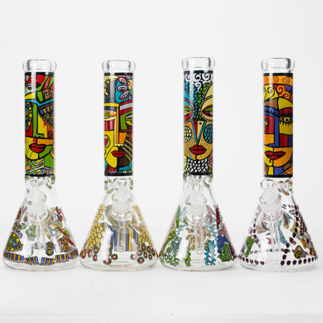 14" 7mm Glass Bong With Abstract Art Design Glass Bong 777 Smoke