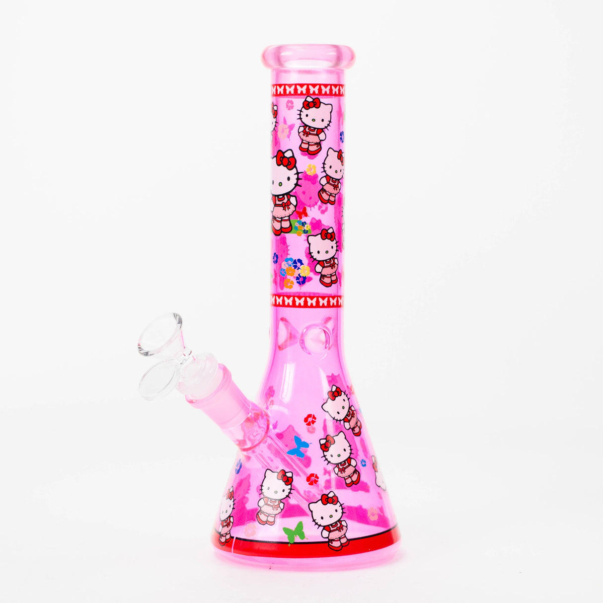 10" Glass Beaker Bong With New Kitty Design Glass Bong 777 Smoke Pink