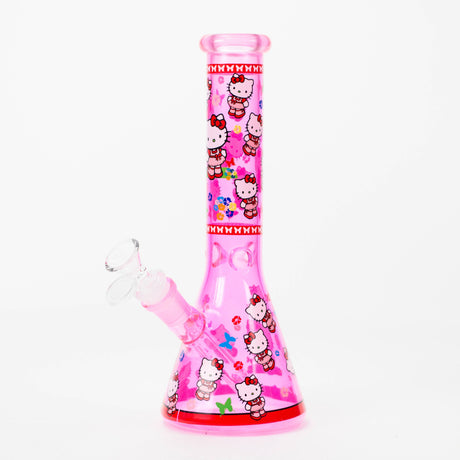10" Glass Beaker Bong With New Kitty Design Glass Bong 777 Smoke Pink