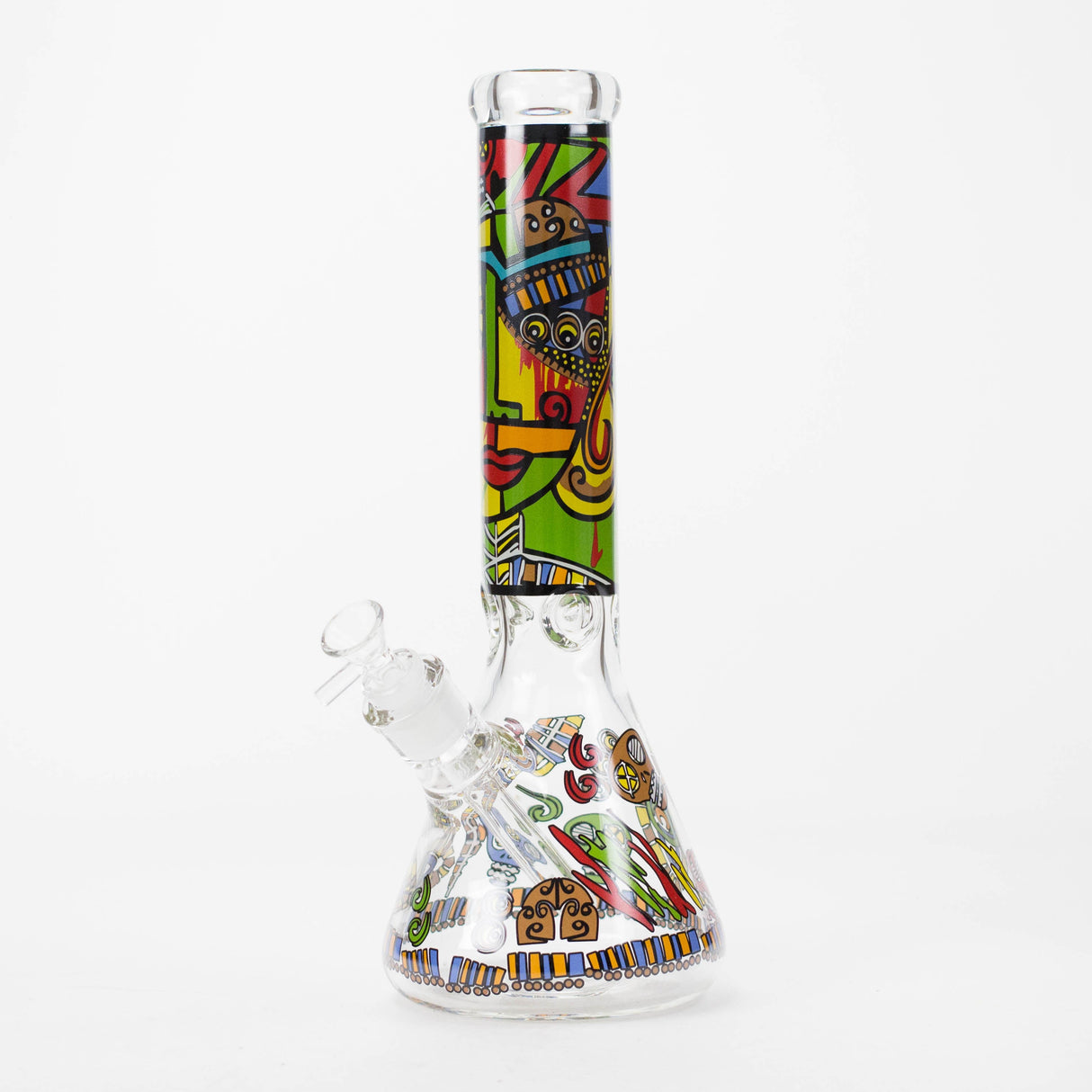 14" 7mm Glass Bong With Abstract Art Design Glass Bong 777 Smoke Design 1