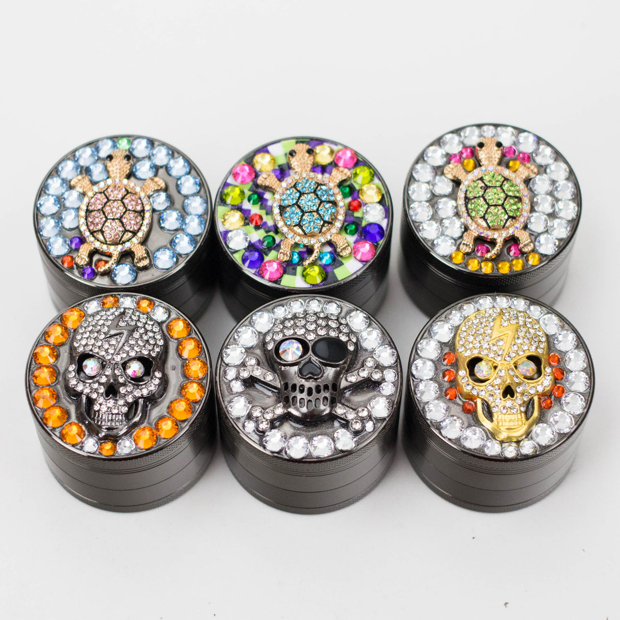 Genie | 4-Part 50mm 3D Grinder with Cubic Zirconia – Box of 6 [GR50] Regular Grinder BB Canada Design C