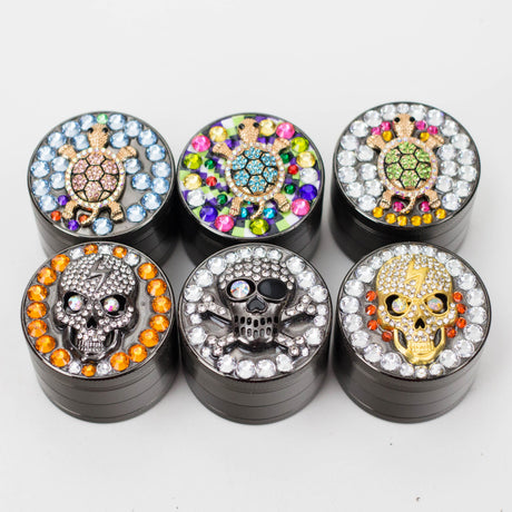 Genie | 4-Part 50mm 3D Grinder with Cubic Zirconia – Box of 6 [GR50] Regular Grinder BB Canada Design C