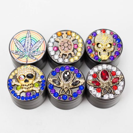 Genie | 4-Part 50mm 3D Grinder with Cubic Zirconia – Box of 6 [GR50] Regular Grinder BB Canada Design D