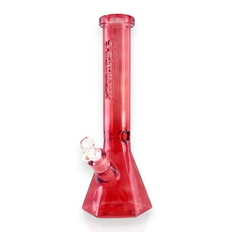 Fortune | 14" Hexagon Base Beaker Bong Glass Bong Fortune Red