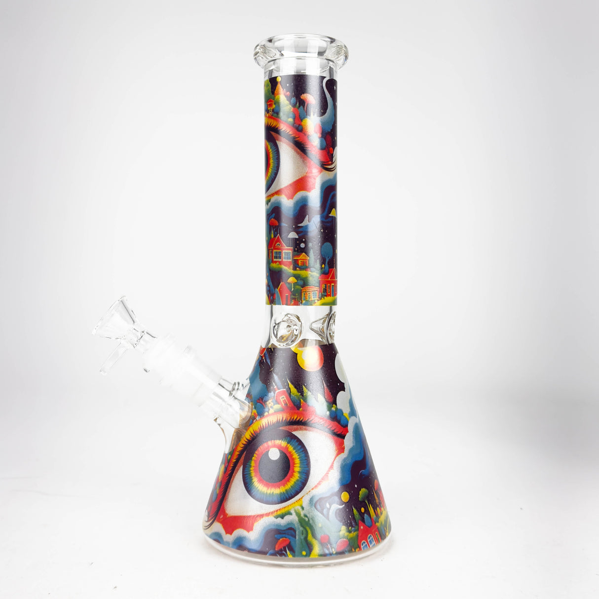 10″ Eyes Design Glass Beaker Water Pipe Glass Bong 777 Smoke
