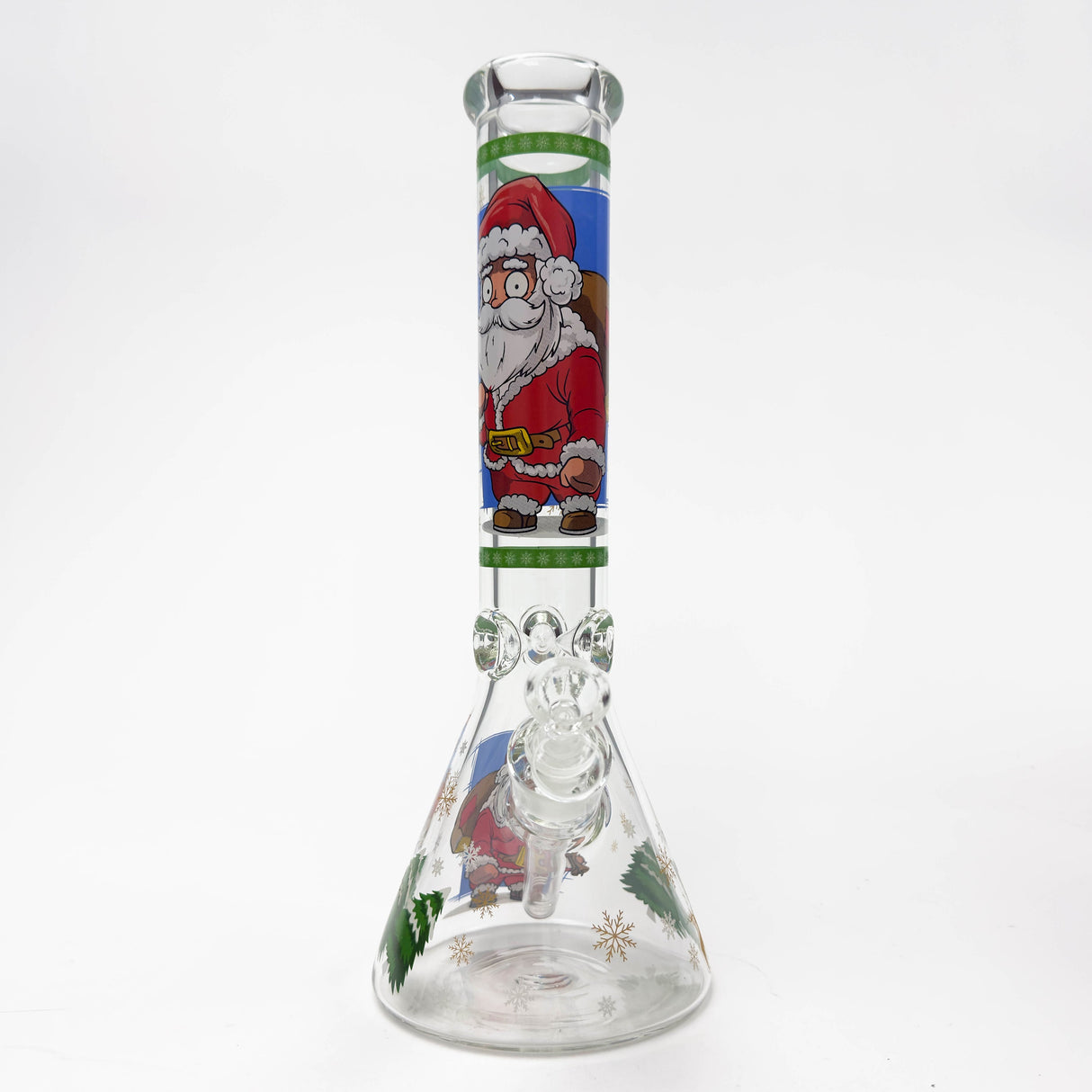 14" Holiday Series 7mm Thick Glass Water Bong – Glow in the Dark Glass Bong LEHIGH WHOLESALE BIG BANG SANTA