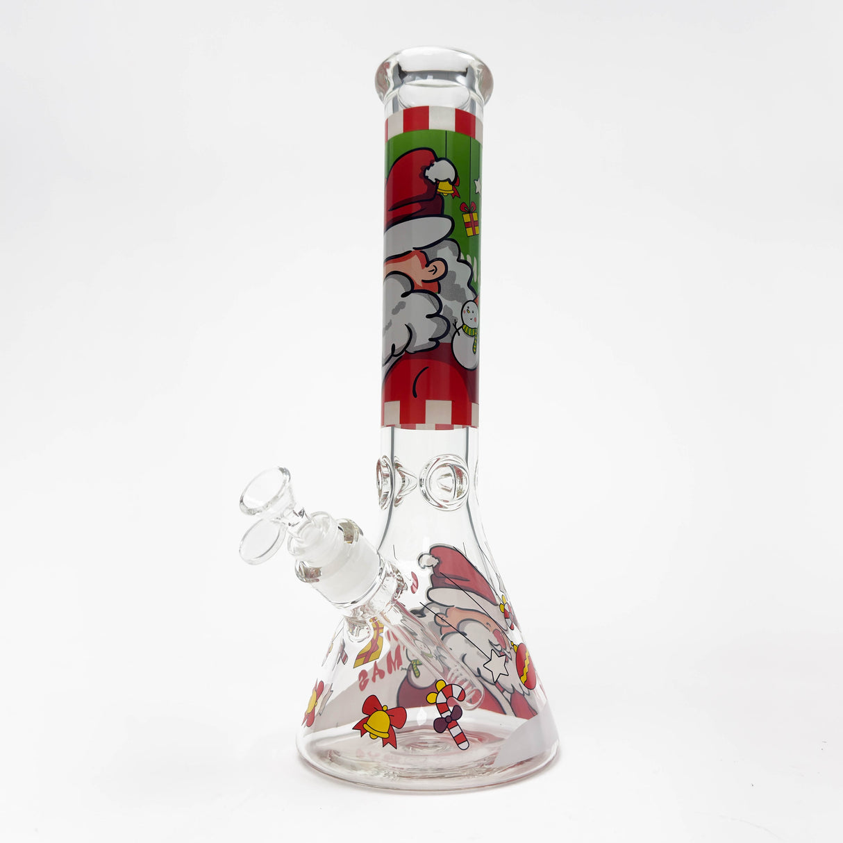 14" Holiday Series 7mm Thick Glass Water Bong – Glow in the Dark Glass Bong LEHIGH WHOLESALE SANTA IN THE MOOD