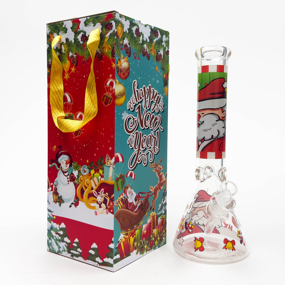 14" Holiday Series 7mm Thick Glass Water Bong – Glow in the Dark Glass Bong LEHIGH WHOLESALE