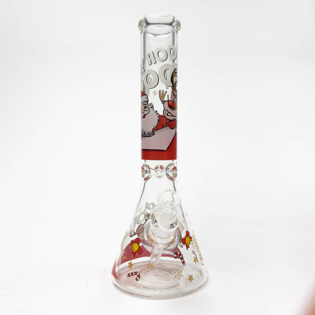 14" Holiday Series 7mm Thick Glass Water Bong – Glow in the Dark Glass Bong LEHIGH WHOLESALE JOLLY REINDEER SANTA