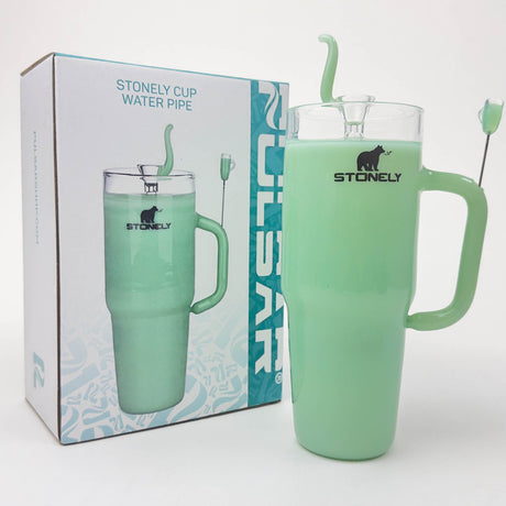 Pulsar | 8.5" Stonely Cup Water Pipe – Unique Insulated Cup Design Glass Bong Smoking Cat Distribution