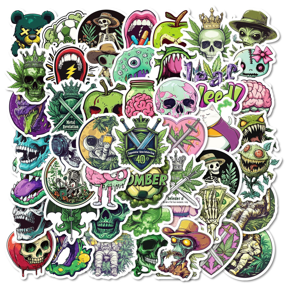 50pcs Assorted Cannabis Design Stickers Gadget Every Weekend Option Q