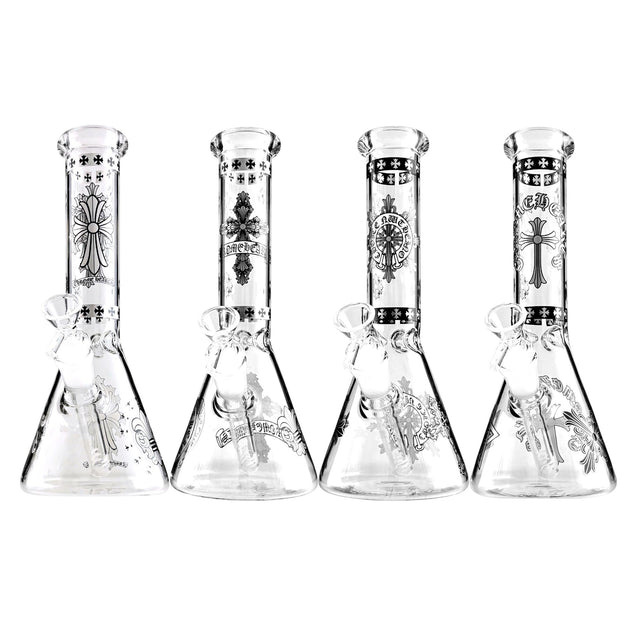 10" Gothic Cross Beaker Bong Series – 4mm Thick Glass Glass Bong Super Supplys Inc