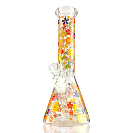 10" Floral Garden Beaker Bong Series – 4mm Thick Glass Glass Bong Super Supplys Inc Design A