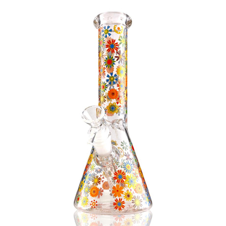 10" Floral Garden Beaker Bong Series – 4mm Thick Glass Glass Bong Super Supplys Inc Design D