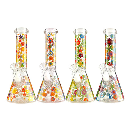10" Floral Garden Beaker Bong Series – 4mm Thick Glass Glass Bong Super Supplys Inc
