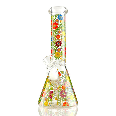10" Floral Garden Beaker Bong Series – 4mm Thick Glass Glass Bong Super Supplys Inc Design B