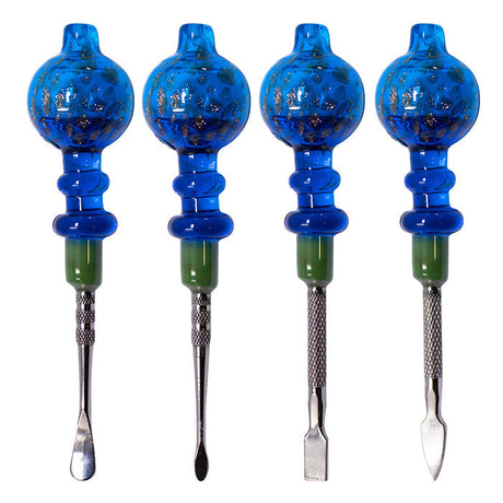 Assorted Design Light Blue Sparkly Dabbing Stick And Carb Cap With Paddle Scooper - Set-4 Cap · Dabber · Insert · Clip · Nail Maple Craft Inc