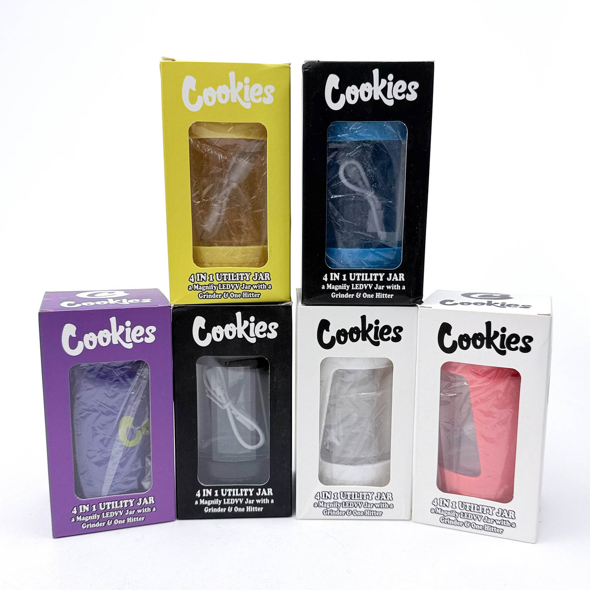 COOKIE | 4 IN 1 UTILITY JAR WITH GRINDER AND ONE HITTER Herb Saver Grinder LEHIGH WHOLESALE