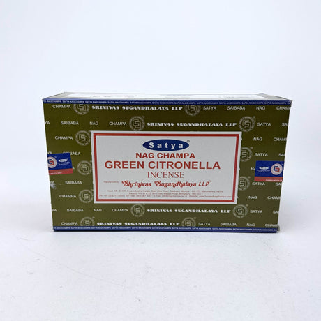 SATYA | Nag Champa Incense 15g Box of 12 Incense LEHIGH WHOLESALE GREEN CITRONELLA