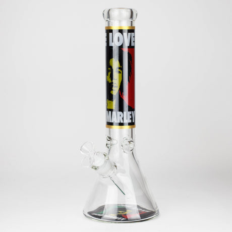 14" BM Design Glass Bong – 7mm Thick Heavy Duty Beaker Water Pipe