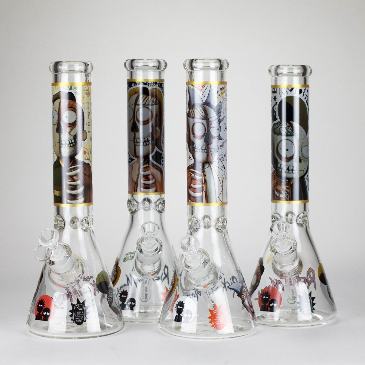 14" 7mm RM Skull Glass Bong – Heavy Duty Beaker Water Pipe [FTLL08] Glass Bong LEHIGH WHOLESALE