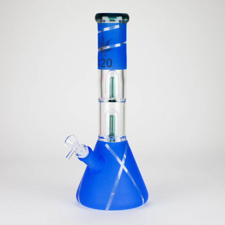 14" 7mm 420 Double Perc Fancy Glass Water Bong [FT1157AST]