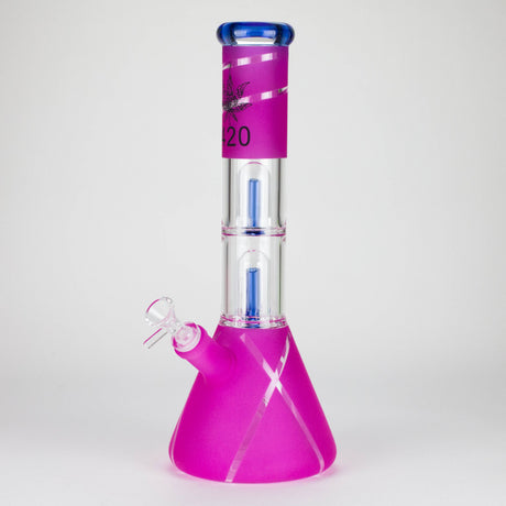 14" 7mm 420 Double Perc Fancy Glass Water Bong [FT1157AST]