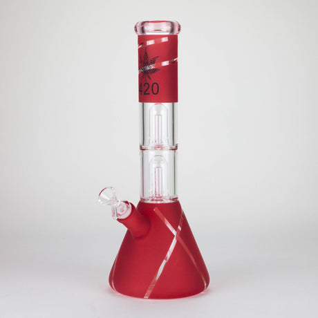 14" 7mm 420 Double Perc Fancy Glass Water Bong [FT1157AST]