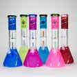 14" 7mm 420 Double Perc Fancy Glass Water Bong [FT1157AST] Glass Bong LEHIGH WHOLESALE