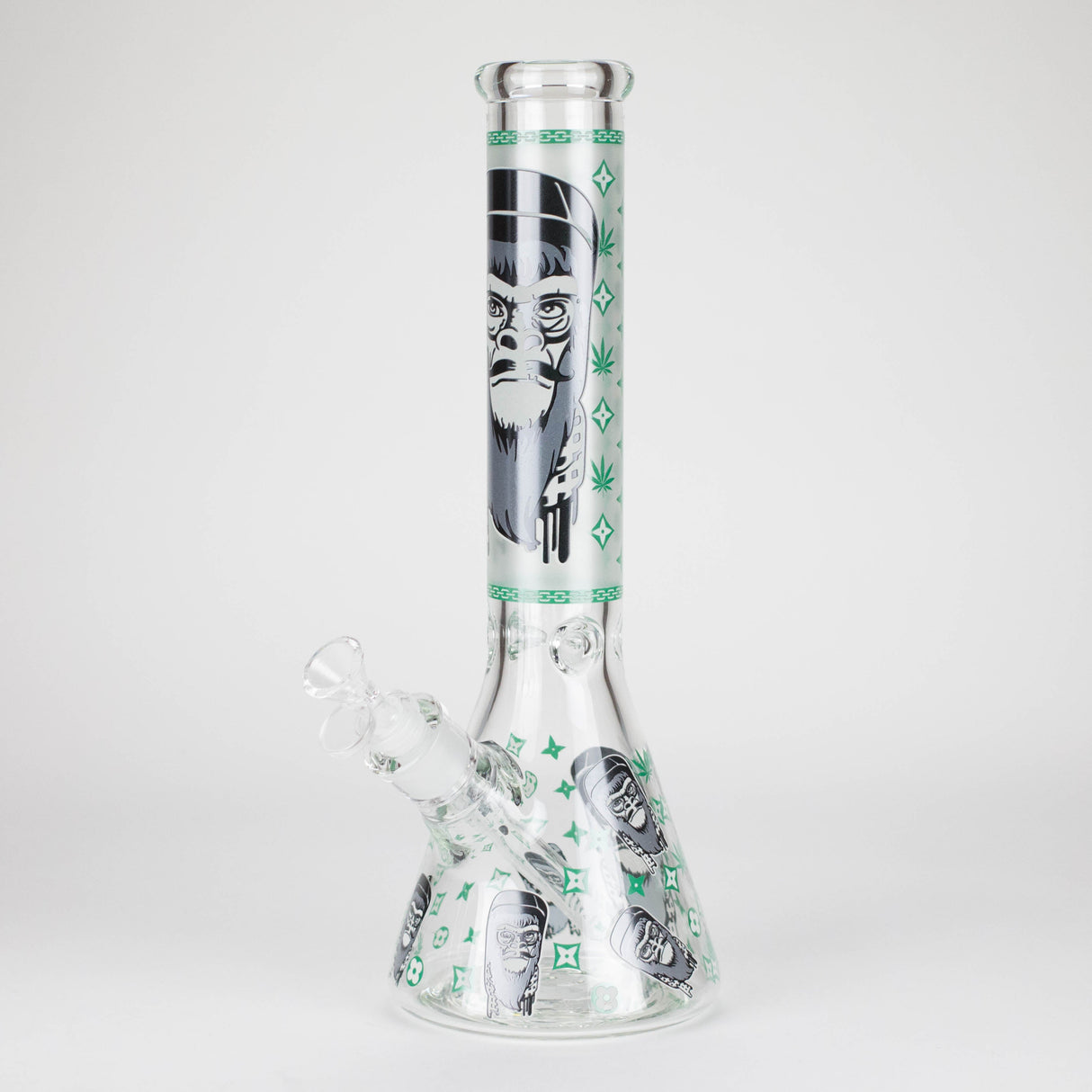 14" 7mm Gorilla Designs Glow In The Dark Beaker Bong – In the Box [FT1892ATS] Glass Bong LEHIGH WHOLESALE Green
