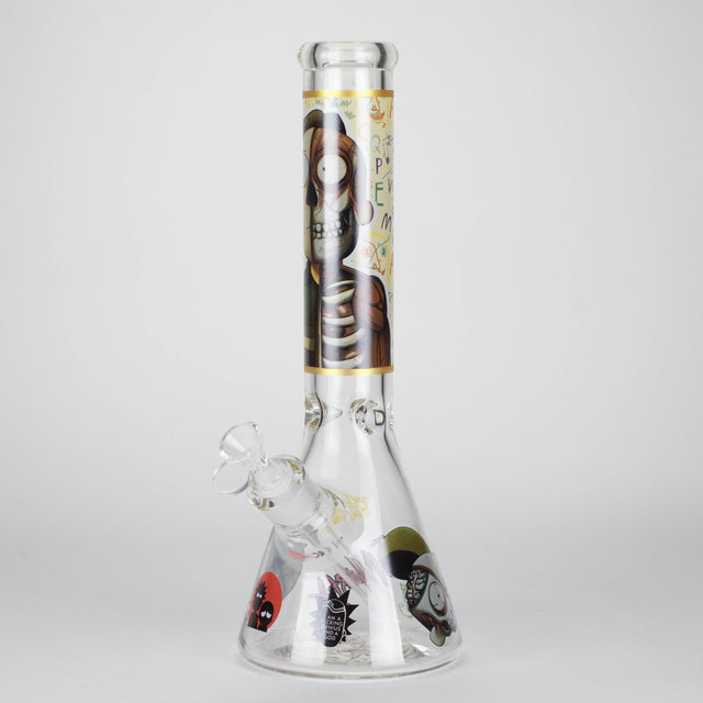 14" 7mm RM Skull Glass Bong – Heavy Duty Beaker Water Pipe [FTLL08] Glass Bong LEHIGH WHOLESALE Yellow