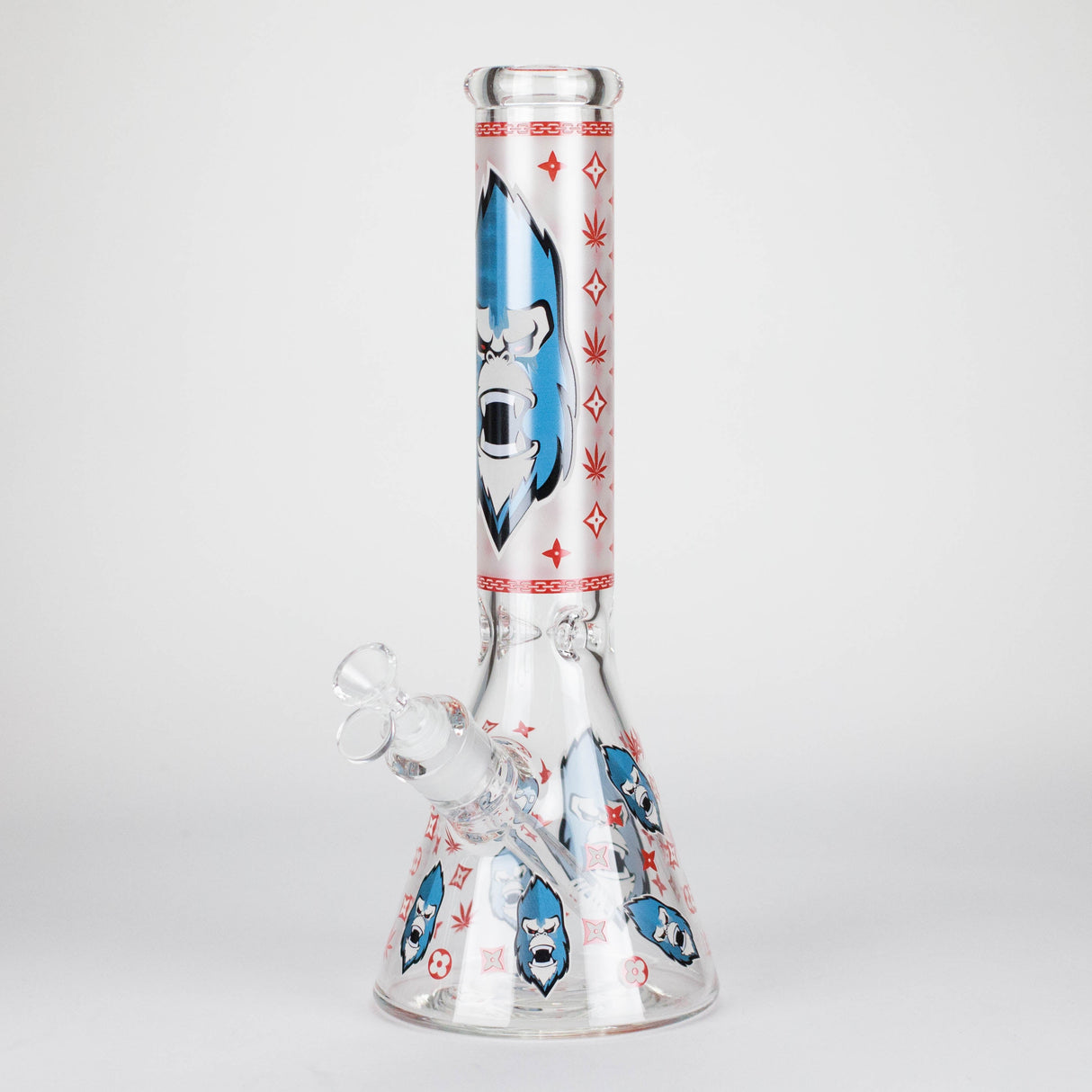 14" 7mm Gorilla Designs Glow In The Dark Beaker Bong – In the Box [FT1892ATS] Glass Bong LEHIGH WHOLESALE Red