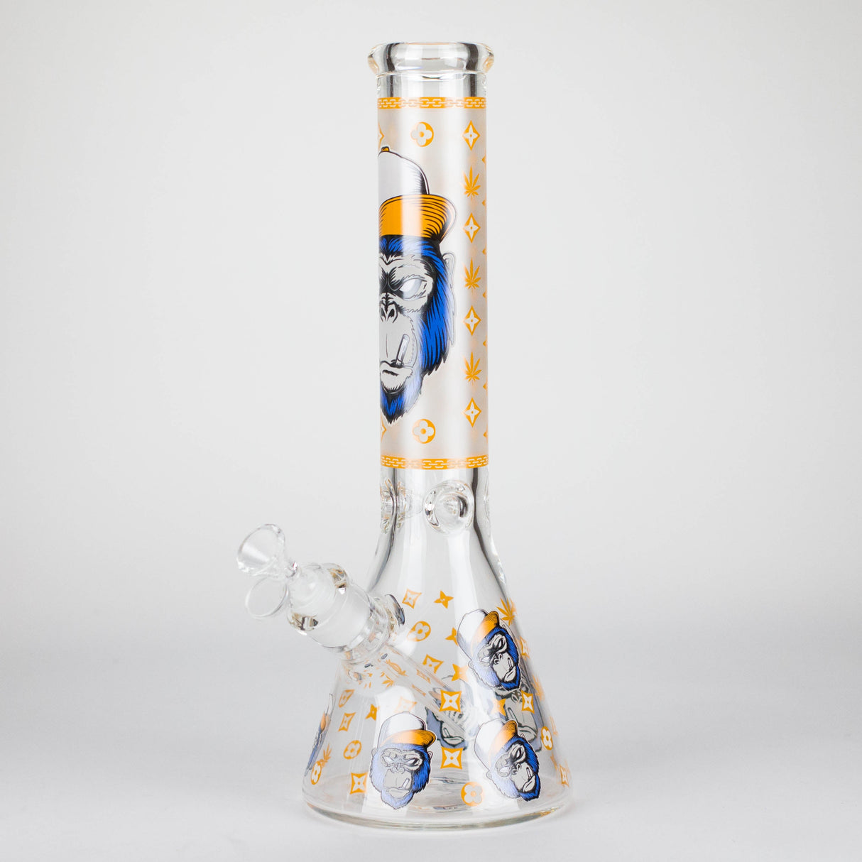 14" 7mm Gorilla Designs Glow In The Dark Beaker Bong – In the Box [FT1892ATS] Glass Bong LEHIGH WHOLESALE Orange