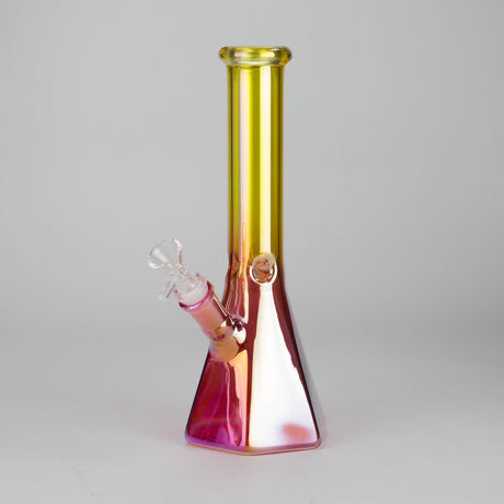 10" Two-Tone Color Glass Beaker Bong with Octagon Base Glass Bong 777 Smoke Gold Red