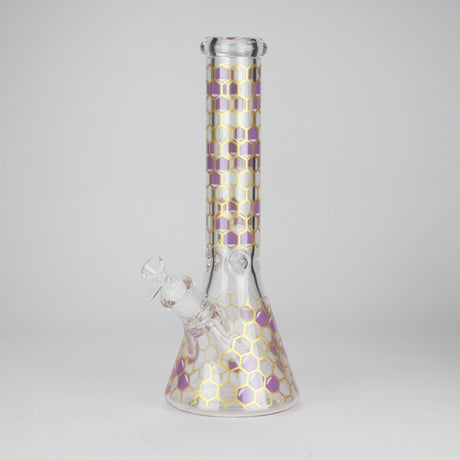 14" Beehive Design 7mm Thick Heavy Duty Glass Beaker Bong Glass Bong 777 Smoke Purple