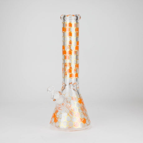 14" Beehive Design 7mm Thick Heavy Duty Glass Beaker Bong Glass Bong 777 Smoke Orange