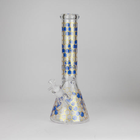 14" Beehive Design 7mm Thick Heavy Duty Glass Beaker Bong Glass Bong 777 Smoke Blue