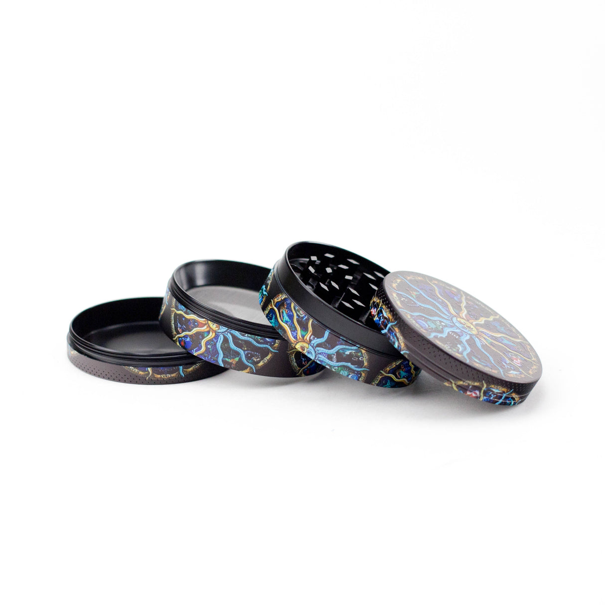2.5" Mystical Cosmic Art Design Metal Grinder 4 Layers - Box of 6 Display Pack 777 Smoke