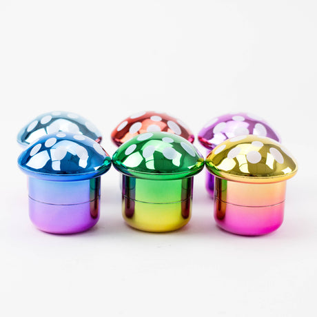 3" Magic Mushroom Design Metal Grinder 4 Layers - Box of 6 Display Pack 777 Smoke