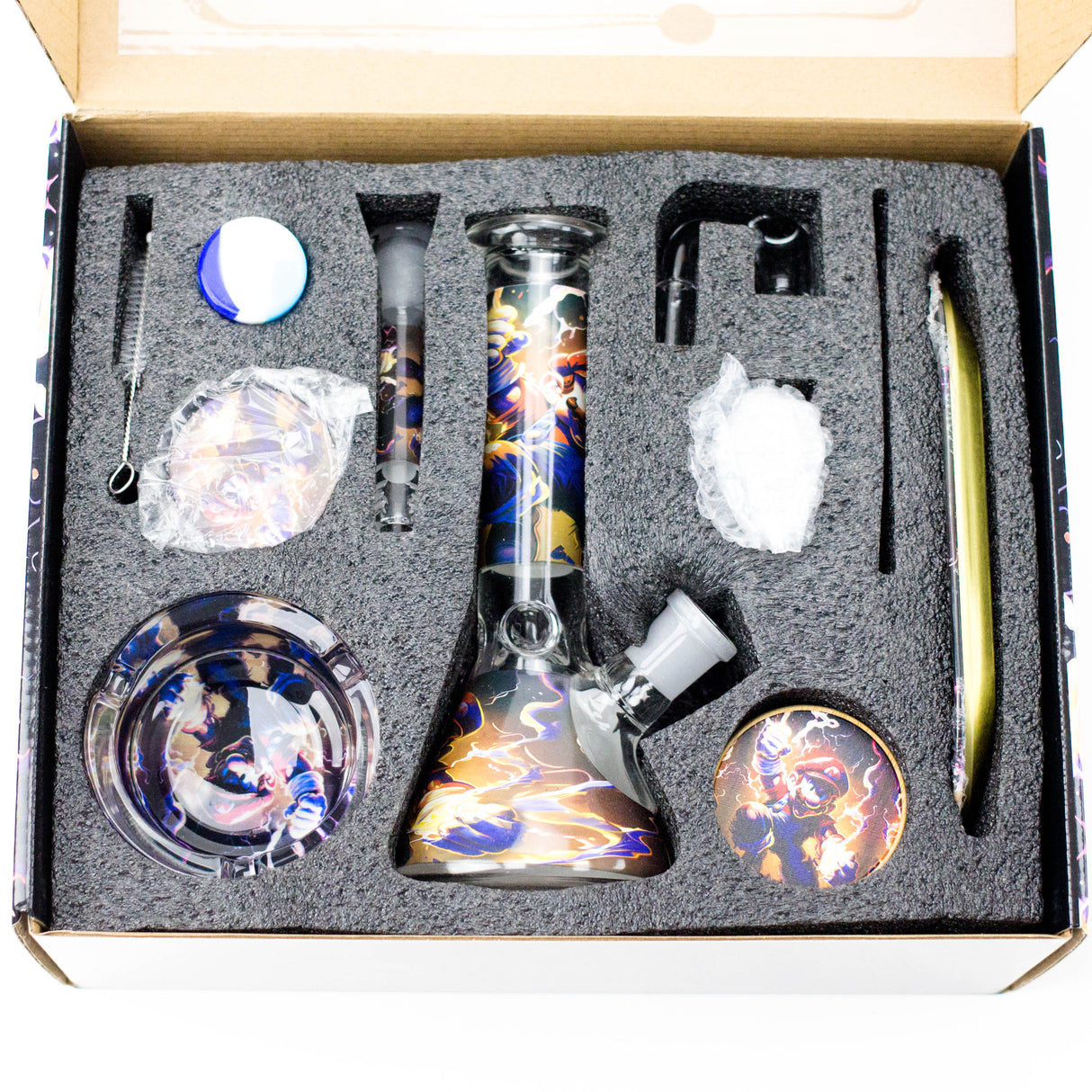 10-in-1 Smoke Set Complete Smoking Kit with 8" Glass Bong Glass Bong 777 Smoke Martin