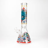 14" Mushroom Skull Design 7mm Thick Heavy Duty Glass Beaker Bong - Glow in the Dark Glass Bong 777 Smoke Design1