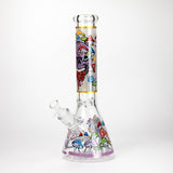 14" Mushroom Skull Design 7mm Thick Heavy Duty Glass Beaker Bong - Glow in the Dark Glass Bong 777 Smoke Design3