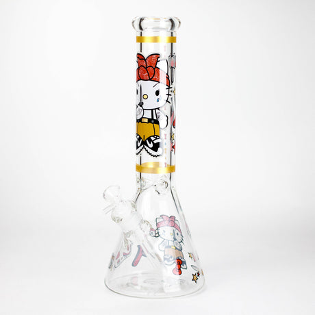 14" Wild Kitty Design 7mm Thick Heavy Duty Glass Beaker Bong - Glow in the Dark Glass Bong 777 Smoke Desgin1