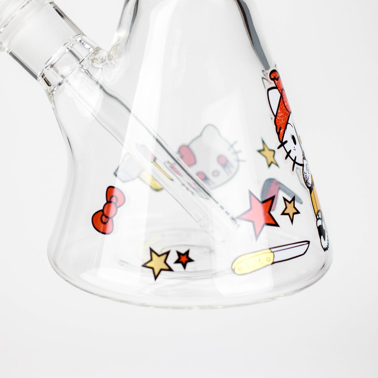 14" Wild Kitty Design 7mm Thick Heavy Duty Glass Beaker Bong - Glow in the Dark Glass Bong 777 Smoke