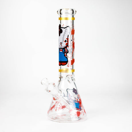 14" Wild Kitty Design 7mm Thick Heavy Duty Glass Beaker Bong - Glow in the Dark Glass Bong 777 Smoke Design3
