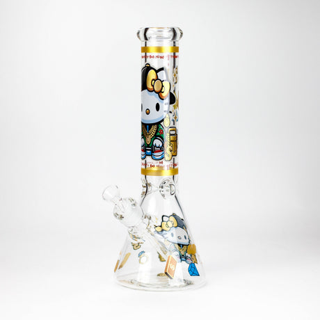 14" Wild Kitty Design 7mm Thick Heavy Duty Glass Beaker Bong - Glow in the Dark Glass Bong 777 Smoke Design4